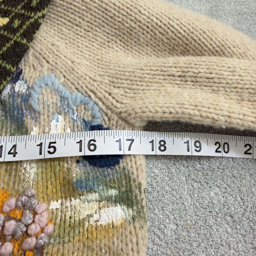 Anthopologie Sleeping On Snow Sweater Coat Hand Painted Poppies Size Medium - Picture 12 of 16